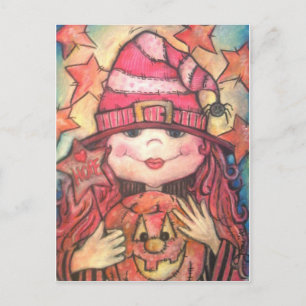 Hope Pink Halloween Hexe Postkarte
