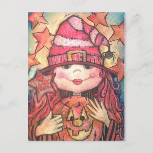 Hope Pink Halloween Hexe Postkarte (Vorderseite)