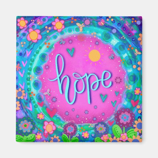 Hope Pink Hübsch Fun Blume Moderne Inspirivity Magnet (Vorne)