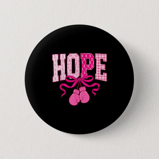 Hope Pink Ribbon Boxing Gloves Pink Brustkrebs Button (Vorderseite)