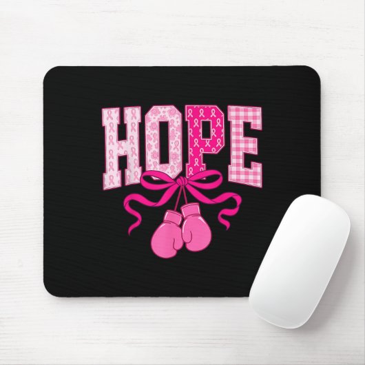 Hope Pink Ribbon Boxing Gloves Pink Brustkrebs Mousepad (Mit Mouse)