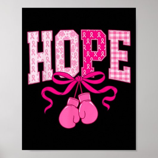 Hope Pink Ribbon Boxing Gloves Pink Brustkrebs Poster (Vorne)