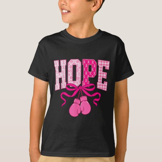 Hope Pink Ribbon Boxing Gloves Pink Brustkrebs T-Shirt (Vorderseite)