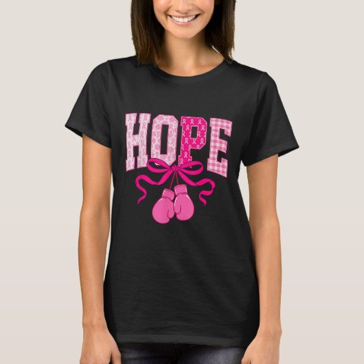 Hope Pink Ribbon Boxing Gloves Pink Brustkrebs T-Shirt (Vorderseite)
