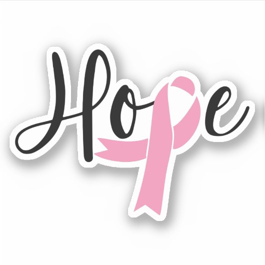 Hope Pink Ribbon Brustkrebs Bewusstsein Aufkleber (Vorderseite)