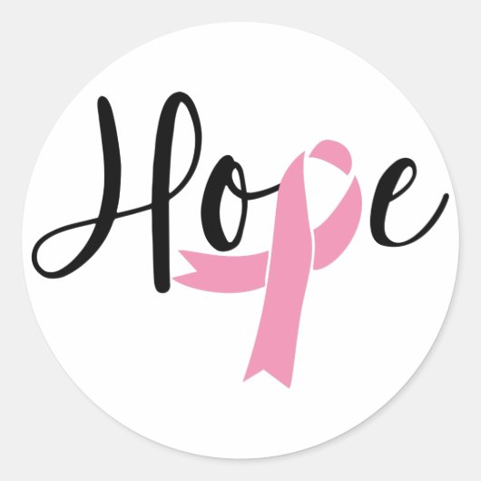 Hope Pink Ribbon Brustkrebs Bewusstsein Runder Aufkleber (Vorderseite)
