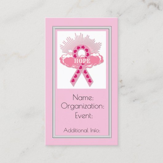 Hope Pink Ribbon Business Card 2 Visitenkarte (Vorderseite)