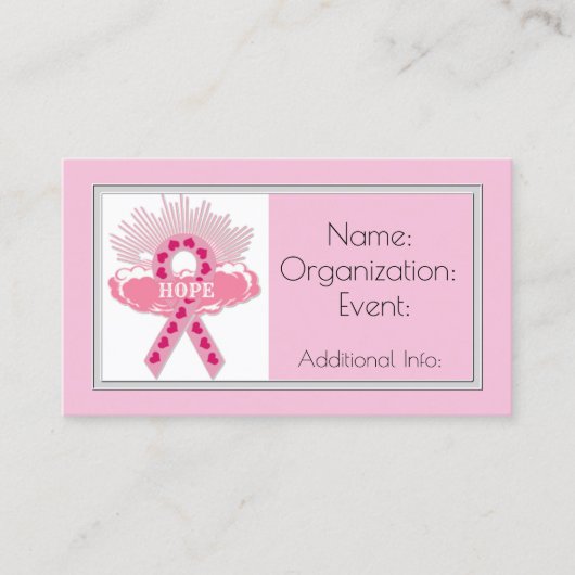 Hope Pink Ribbon Business Card Visitenkarte (Vorderseite)