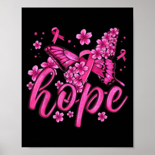 Hope Pink Ribbon Butterfly Brustkrebs Bewusstsein Poster