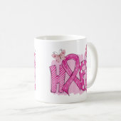 HOPE Pink Ribbon Butterfly Krieger Brustkrebs Kaffeetasse (VorderseiteRechts)