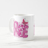 HOPE Pink Ribbon Butterfly Krieger Brustkrebs Kaffeetasse (Vorderseite Links)
