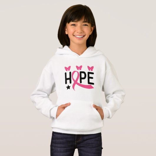 Hope Pink Ribbon Kämpfer Überlebende Brustkrebs H Hoodie (Vorne ganz)