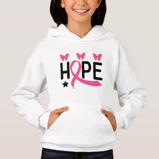 Hope Pink Ribbon Kämpfer Überlebende Brustkrebs H Hoodie (Vorderseite)