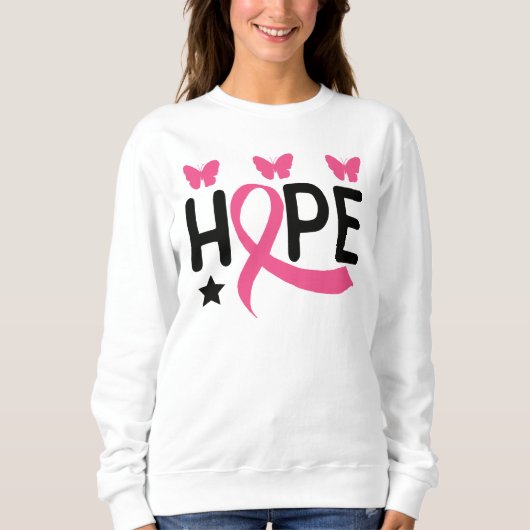 Hope Pink Ribbon Kämpfer Überlebende Brustkrebs H Sweatshirt (Vorderseite)