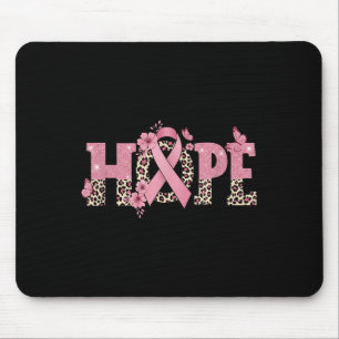 Hope Pink Ribbon Leopard Print Blume Mousepad