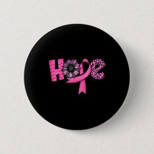 Hope Pink Ribbon Leopard Sonnenblumen Brustkrebs A Button