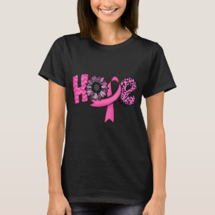 Hope Pink Ribbon Leopard Sonnenblumen Brustkrebs A T-Shirt