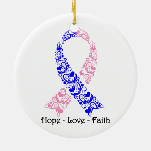 Hope Pink und Blue Awareness Ribbon Keramik Ornament (Hinten)