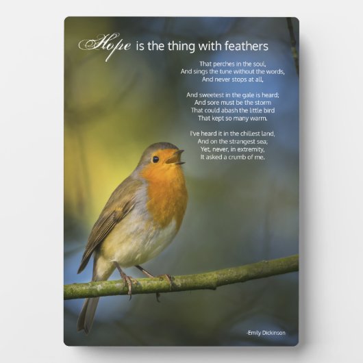 Hope Poem von Emily Dickinson Fotoplatte (Vorderseite)