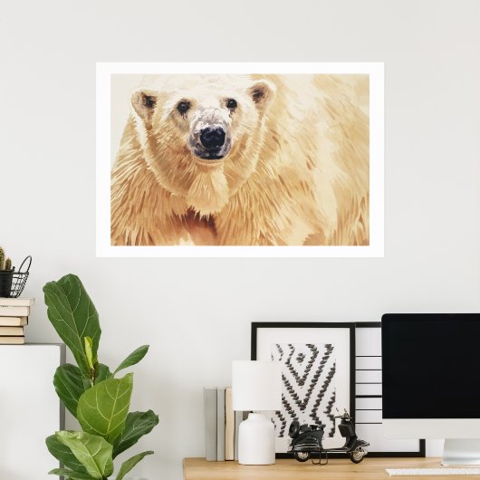 "Hope" Polar Bear Wildlife Watercolor Art Poster (Heimbüro)