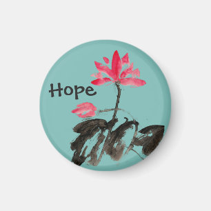 Hope Positives Zitat Wasserfarben Floral Lotus Mag Magnet