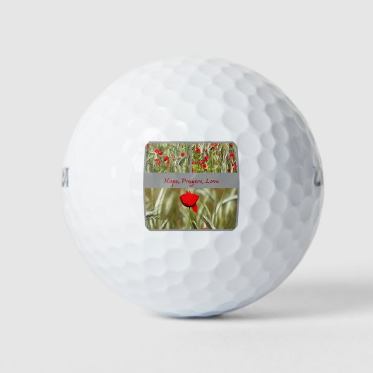 Hope Prayers Liebe Bereavement Card mit Mohn Golfball (Vorderseite)