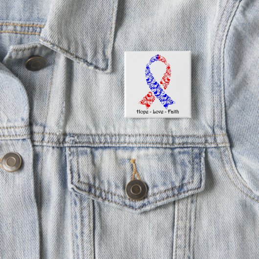 Hope Red and Blue Awareness Ribbon Button (Beispiel)