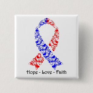 Hope Red and Blue Awareness Ribbon Button