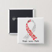 Hope Red and White Awareness Ribbon Button (Vorne & Hinten)