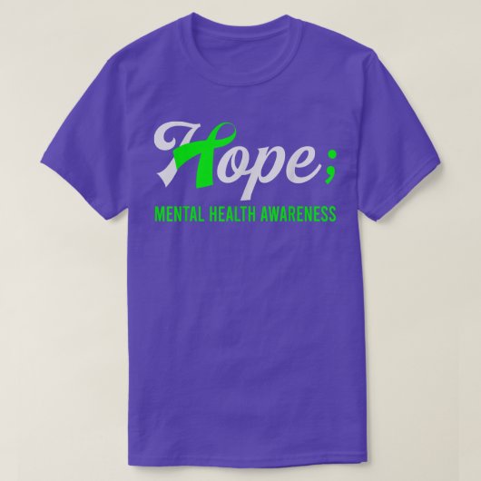 Hope Ribbon Semicolon Mental Health Awareness 1708 T-Shirt (Design vorne)