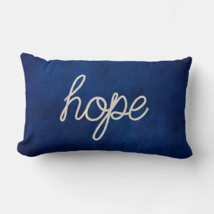 Hope rope text on dark blue lendenkissen