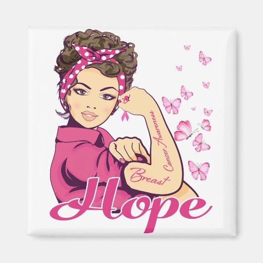 Hope Rosie Riveter Brustkrebs Bewusstsein Magnet (Vorne)