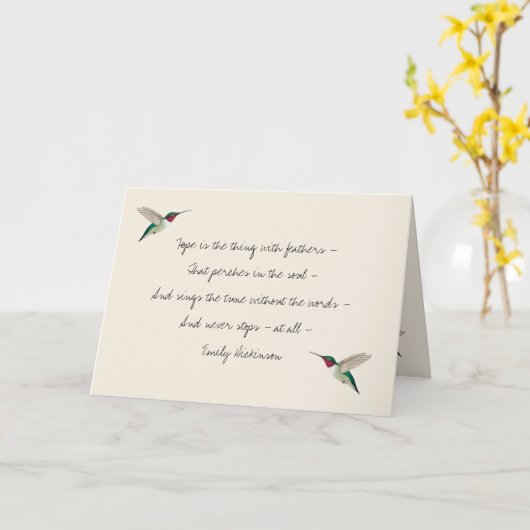 Hope Ruby-throated Hummingbirds Card Karte (Gelbe Blume)