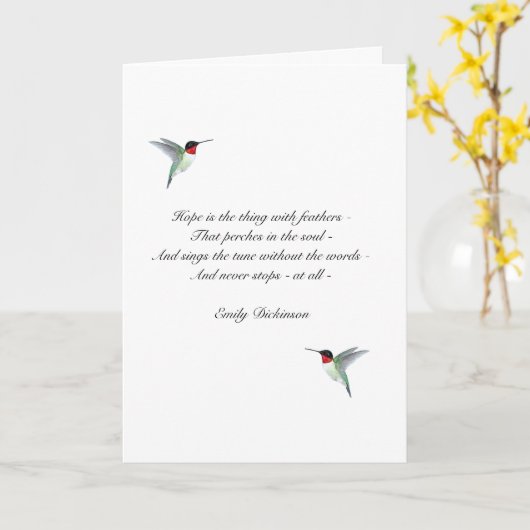 Hope Ruby-throated Hummingbirds Karte (Gelbe Blume)