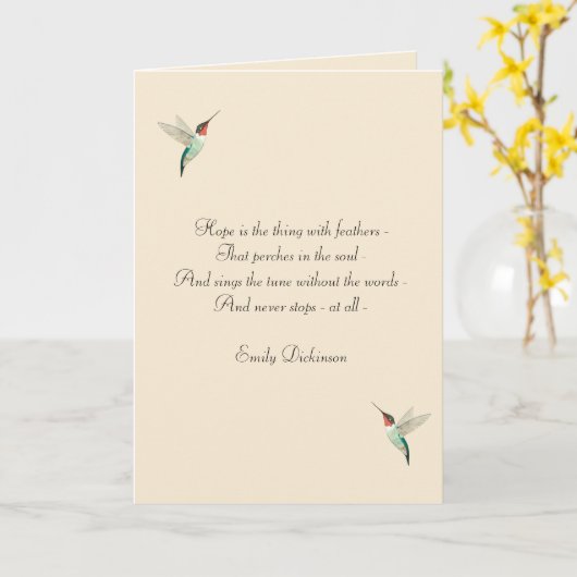 Hope Ruby-throated Hummingbirds Karte (Gelbe Blume)