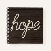 HOPE Seil Text auf dunklem Holz Notizblock (Vorderseite)