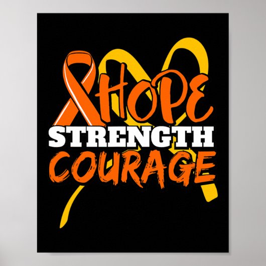 Hope Strength Courength Leukemia Cancer Awareness Poster (Vorne)
