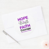 Hope Strength Faith Cure Purple Pancreatic Cancer Runder Aufkleber (Umschlag)