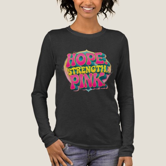 "Hope. Strength. Pink." Breast Cancer Awareness Tri-Blend Shirt (Vorderseite)