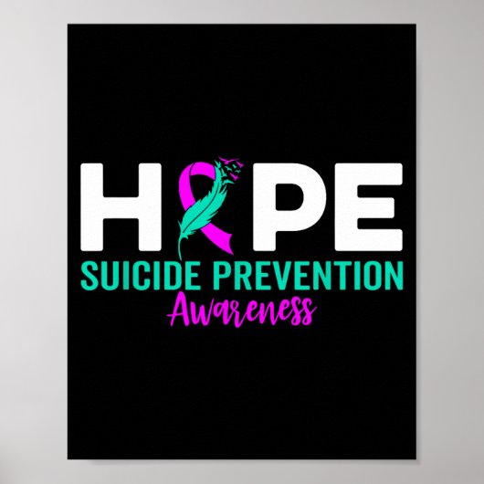 Hope Suicide Prevention Ribbon Depression Suicide  Poster (Vorne)