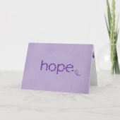 Hope text in lila stitch auf geprägt karte (Vorderseite)