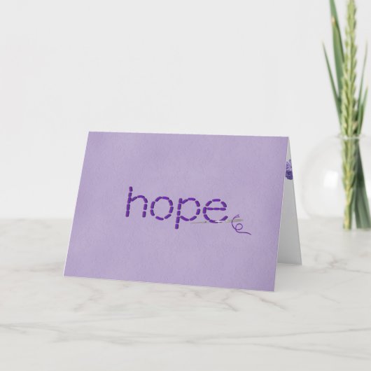 Hope text in lila stitch auf geprägt karte (Vorderseite)