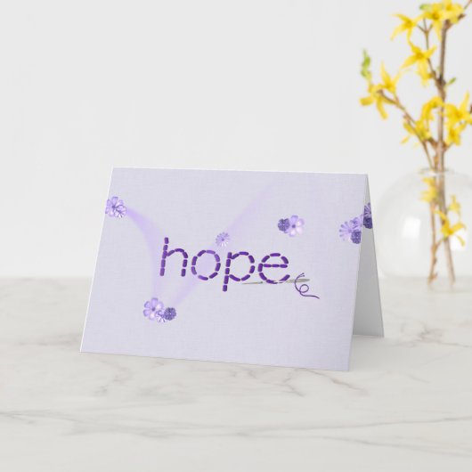 Hope text in lila stitching with Blume Karte (Gelbe Blume)