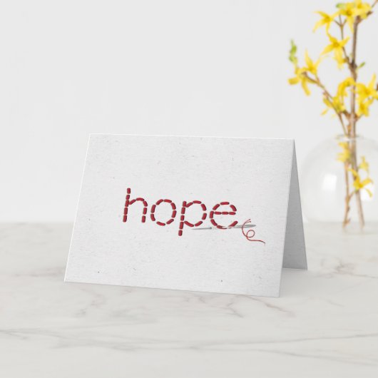 Hope text in red stitches karte (Gelbe Blume)