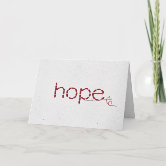 Hope text in red stitches karte (Vorderseite)
