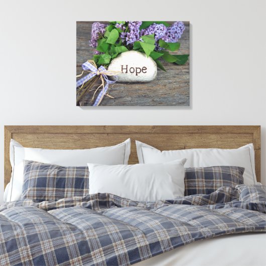 Hope text on rock with lilacs leinwanddruck (Insitu (Schlafzimmer))