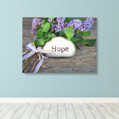 Hope text on rock with lilacs leinwanddruck (Insitu (Holzboden))