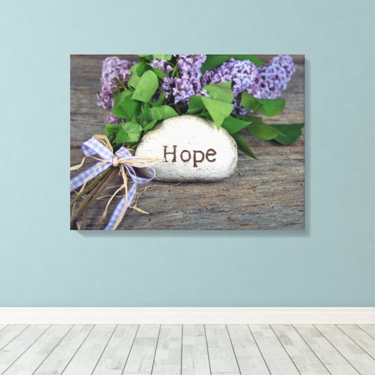 Hope text on rock with lilacs leinwanddruck (Insitu (Holzboden))