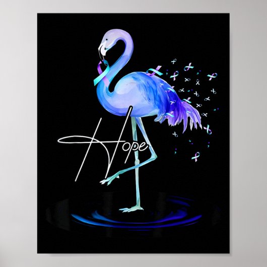 Hope With Flamingo Suicide Prevention Awareness  Poster (Vorne)