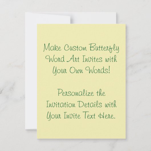 Hope Word Art Butterfly Wings Custom Einladungen (Rückseite)